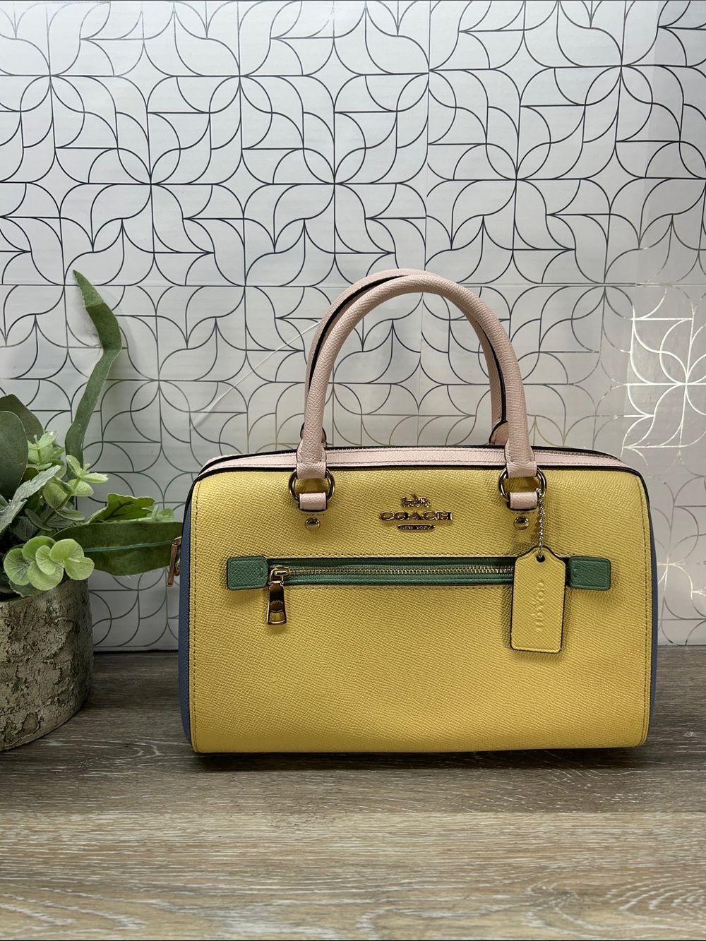 COACH Rowan color block satchel